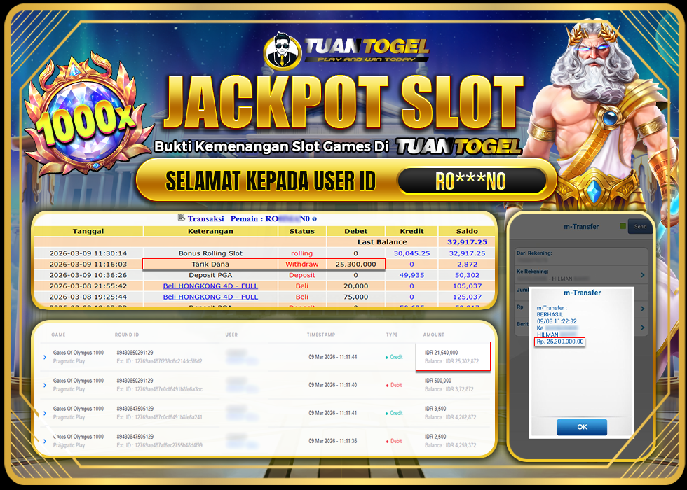 TUANTOGEL JACKPOT SLOT GATES OF OLYMPUS 1000  Rp25.300.000